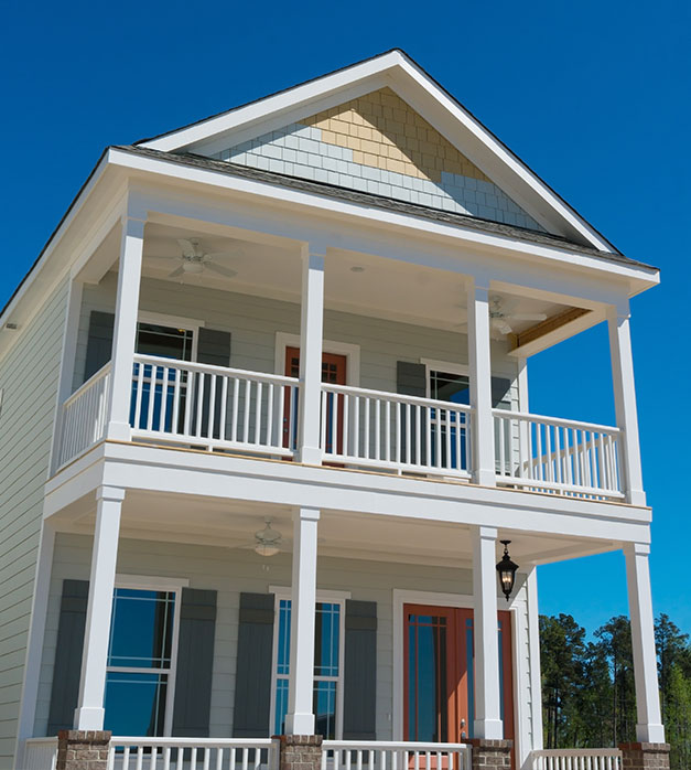 Two-story raised foundation home under construction in Florida
